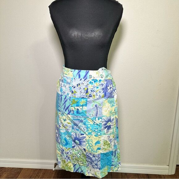 ELCC Vintage Floral Patchwork Skort - Blue and Green 1X - Picture 2 of 8
